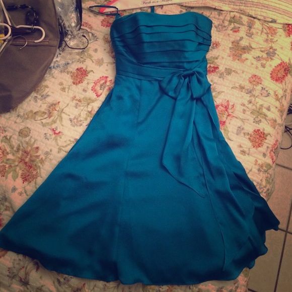 Priscilla of Boston Aqua blue strapless dress