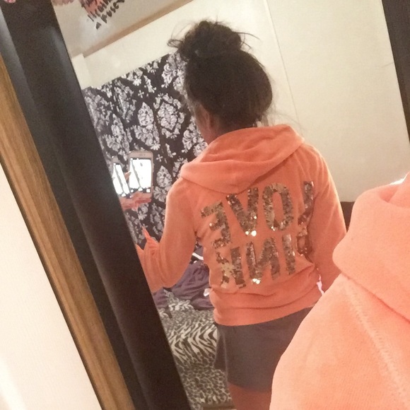 PINK coral and gold zip up