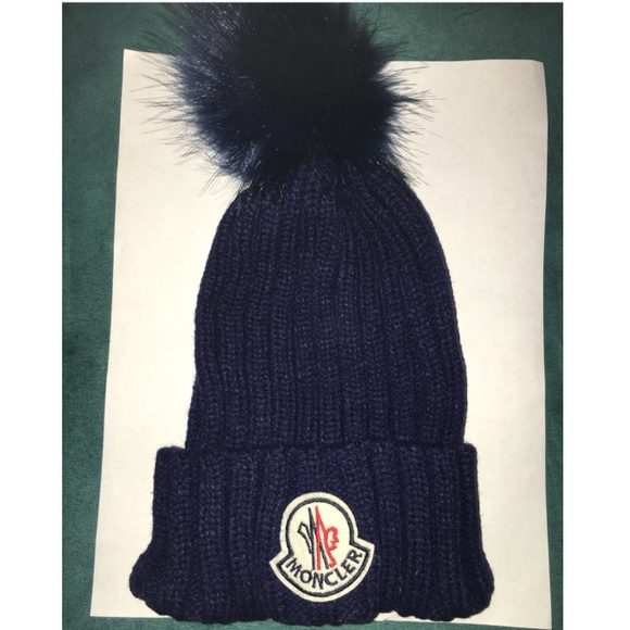 Navy Moncler-Inspired PomPom Hat
