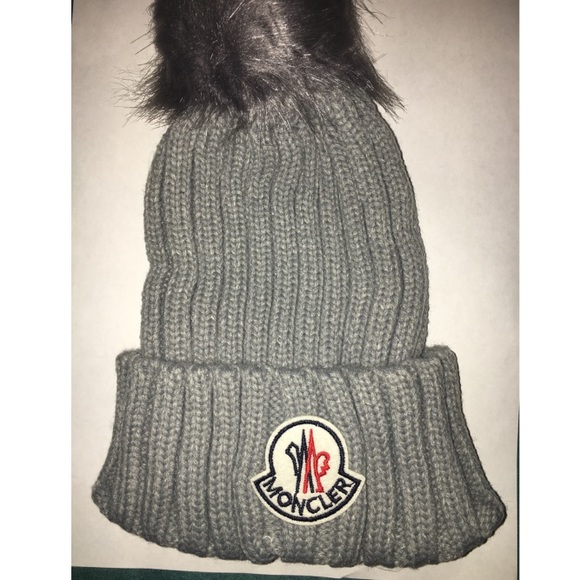 Grey Moncler-Inspired PomPom Hat