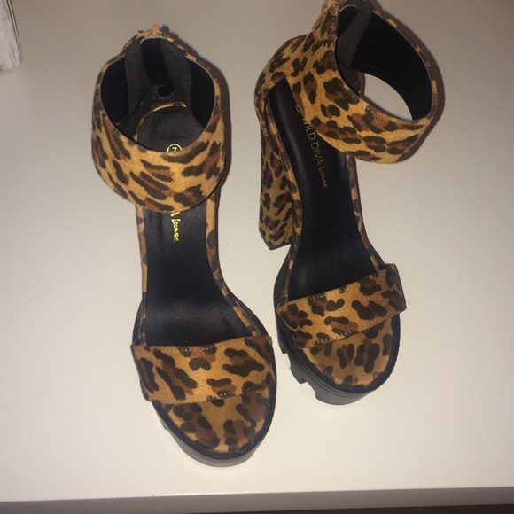 Leopard Lug Platform Heels
