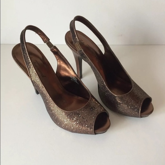 Slingback Peep Toe Platform BRONZE SEXY SZ 8.5 NEW