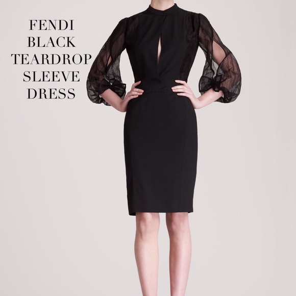 NWT FENDI BLACK TEARDROP SLEEVE DRESS - Picture 4 of 8
