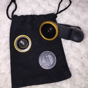 gold fisheye & wide eye phone camera clamp