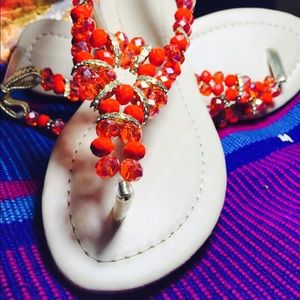 New Bright Orange Gorgeous Sandals. Size 7.5