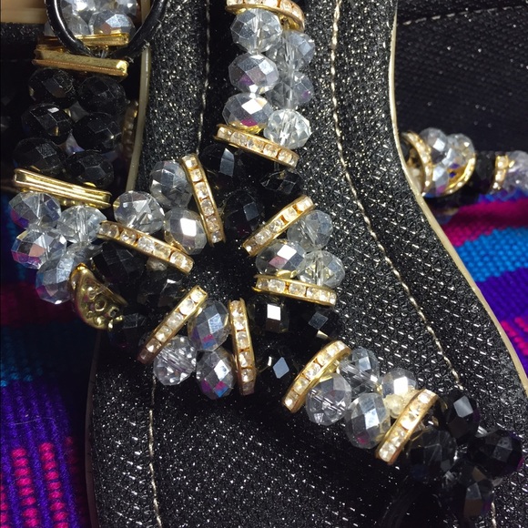 Black, Silver and Sparkle Sandals size 7.5