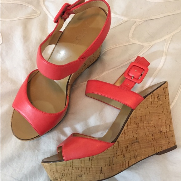J. Crew Shoes - J Crew Maryanne red leather wedge sandals