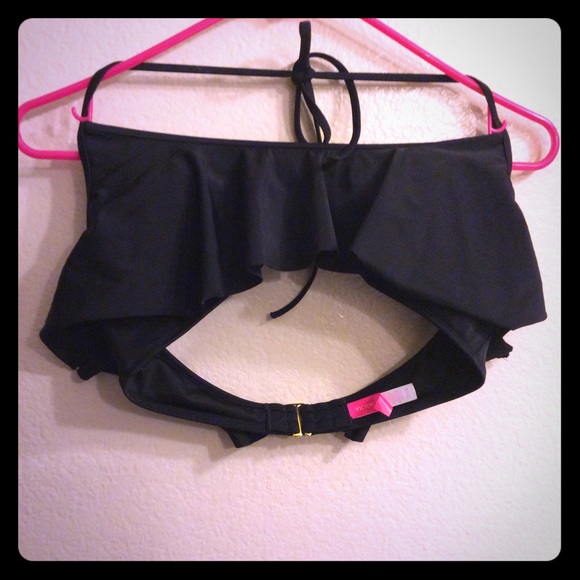 VS black ruffle halter top.