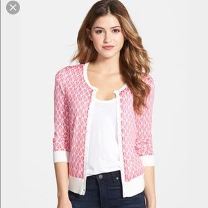 Halogen pink geo print cardigan