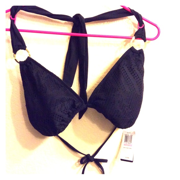 Guess black lace halter top