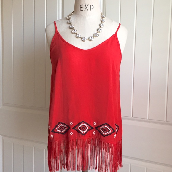 Soulmates Tops - REDUCED Red Fringe Summer Top