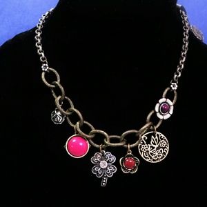 Antique Gold and Silver Tone Floral Necklace