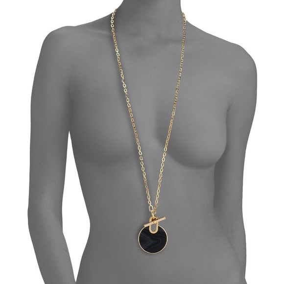 Michael Kors Jewelry - Michael Kors cityscape black disc long necklace