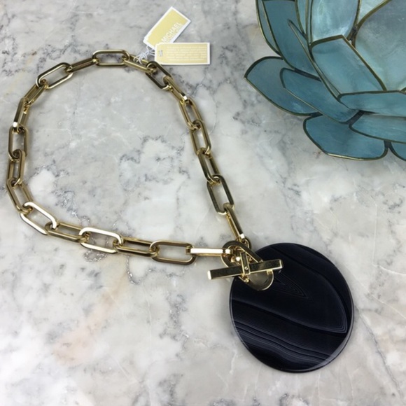 Michael Kors cityscape black disc long necklace - Picture 3 of 4