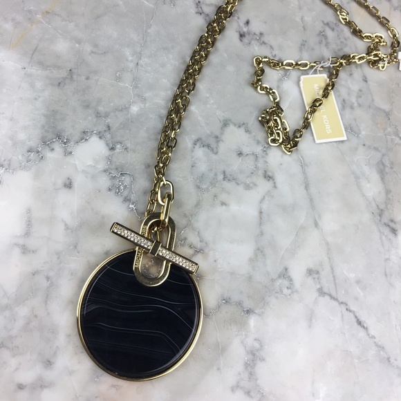Michael Kors cityscape black disc long necklace - Picture 4 of 4