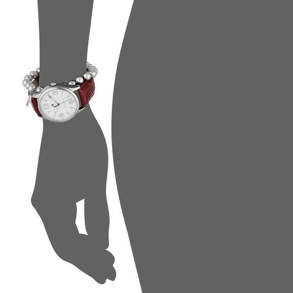 Tommy Hilfiger red croc embossed leather watch set - Picture 2 of 4