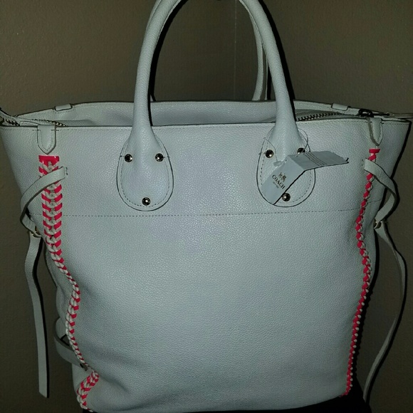 SOLD!!f35156 Tatum tote neon pink whiplash leather - Picture 2 of 3