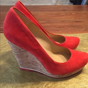 Luxury Rebel suede red wedge shoes