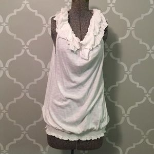 EXPRESS white ruffle tank sleeveless M Medium
