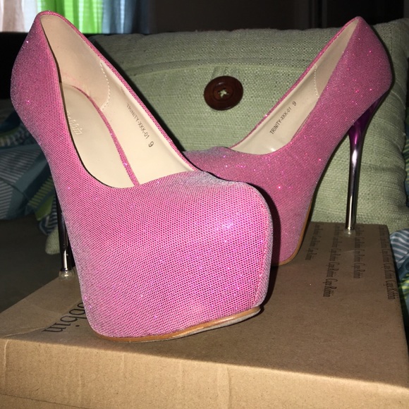 Pink platform heels