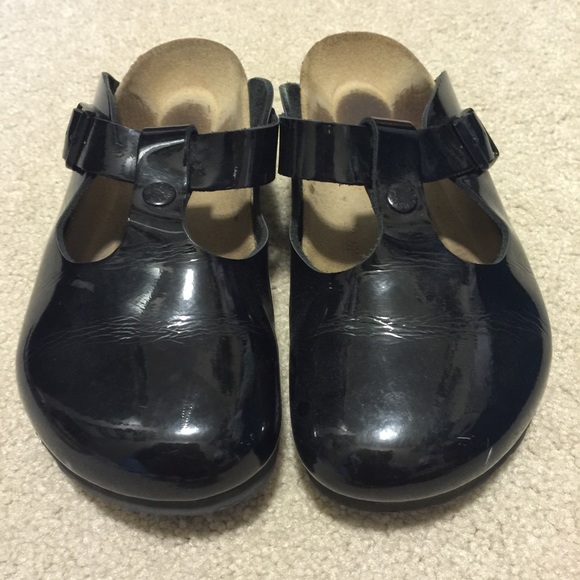 Birkenstock Black Patent Leather Clogs Size 37