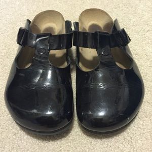 Birkenstock Black Patent Leather Clogs Size 37