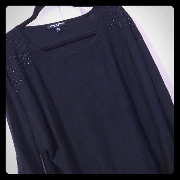 Plus Size Batwing Style Sweater with Sequin Detail