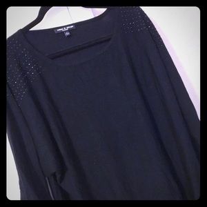 Plus Size Batwing Style Sweater with Sequin Detail