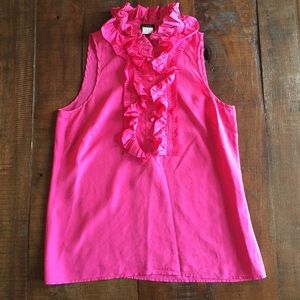 J.Crew Factory 100% Silk Hot Pink Blouse