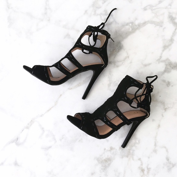 Style Link Miami Shoes - BLACK OPEN TOE SIDE CUT SINGLE SOLE HEEL