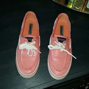 Sperry Top-Sider coral/pink sparkly shoes