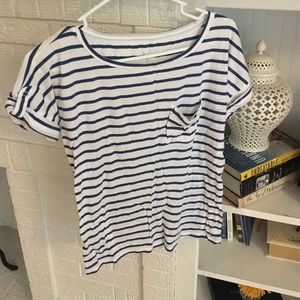 Ann Taylor Blue and white striped T-shirt
