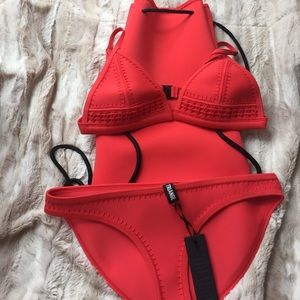 TRIANGL neoprene bikini. "GIGI" in red velvet