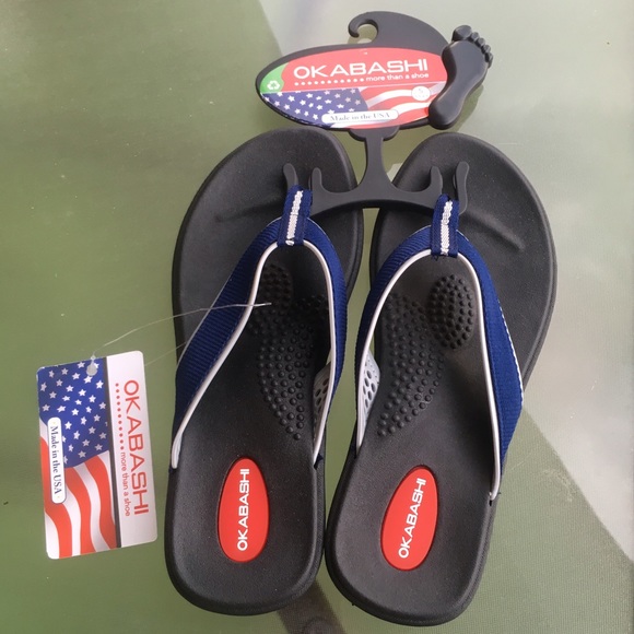 Navy & black OKABASHI flip flops (Made in 🇺🇸)