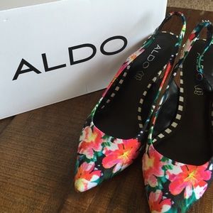 Aldo Mix Print Sling Back Heels