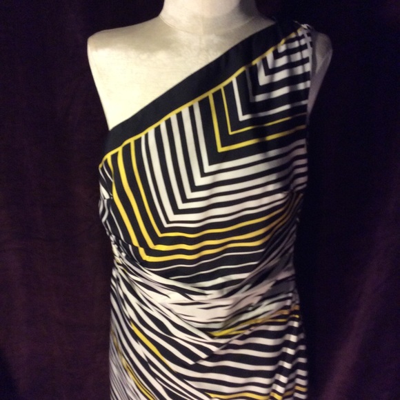 KayUnger Dresses & Skirts - One shoulder black white and yellow fancy dress