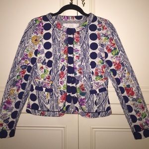Anthropologie Isani quilted dot floral jacket sz 4
