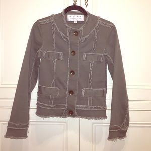 Trina Turk frayed hem crop military jacket sz 4