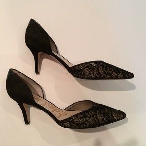Sam Edelman Lace & Black Suede Heels