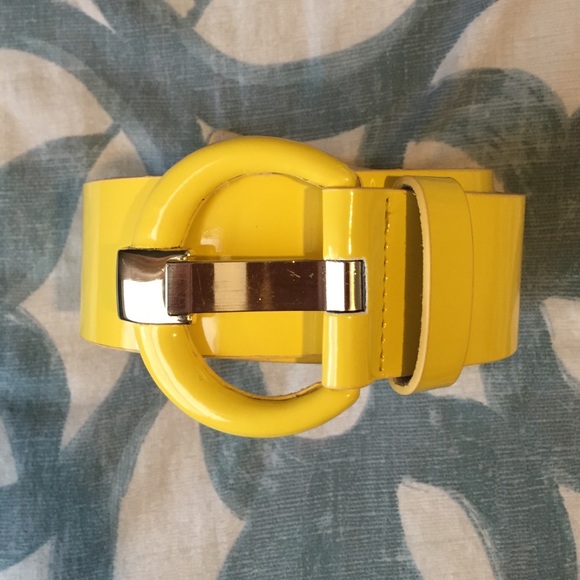 Yellow leather belt