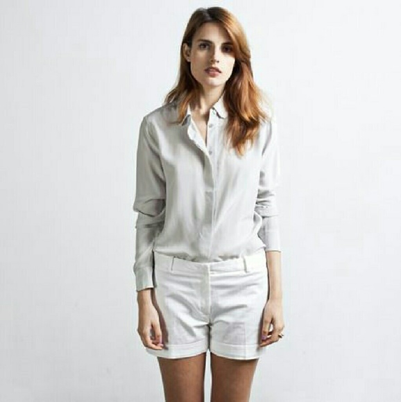 Everlane Grey Silk Round Collar XS