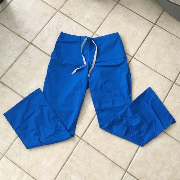 Blue, black and gray scrub pants