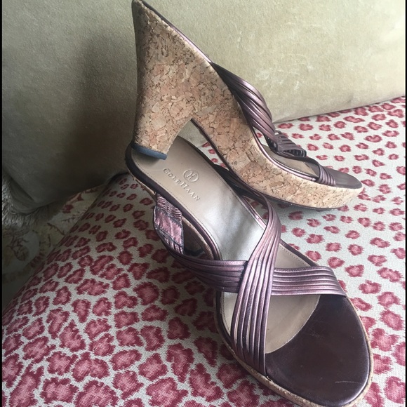Cole Haan Metallic Chocolate Cork Heels