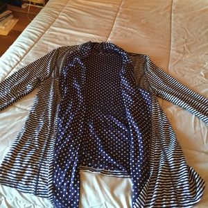 Navy and white cardigan