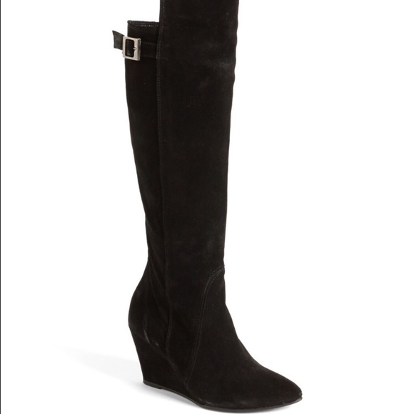 Charles David Estela black suede knee high boot
