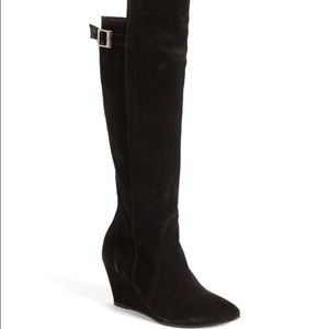 Charles David Estela black suede knee high boot