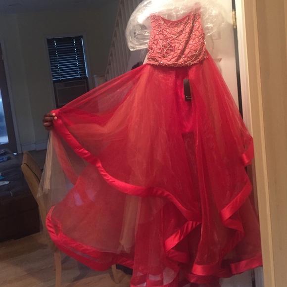 Terani Couture Red 2 Piece Prom Dress - Picture 4 of 4
