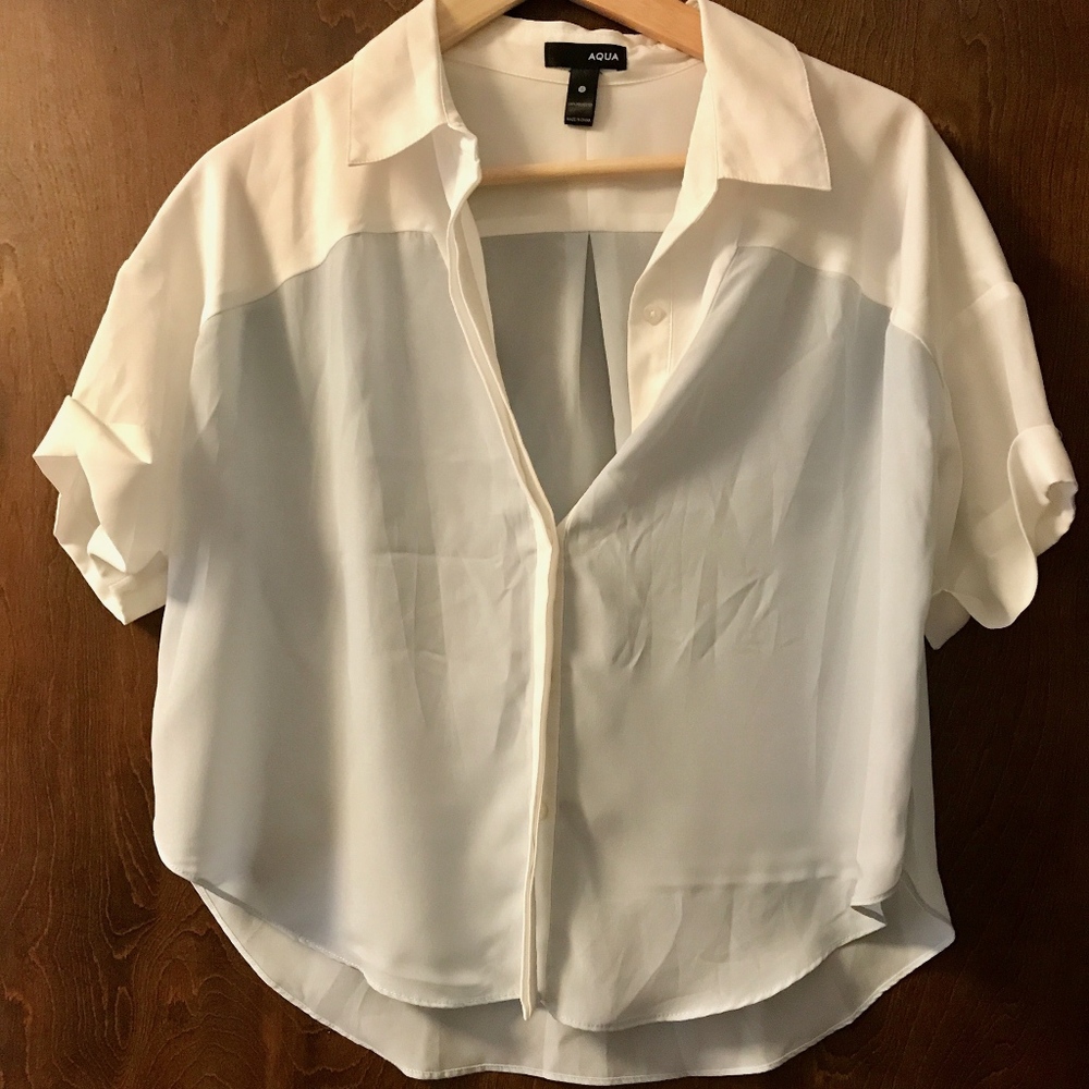 Aqua Buttondown Shortsleeve top