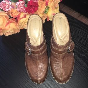 Brown Leather Clogs