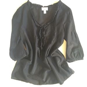Black flowy, layering blouse